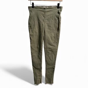 Free People Army Green Pull On Skinny Raw Hem Pants- Size 29